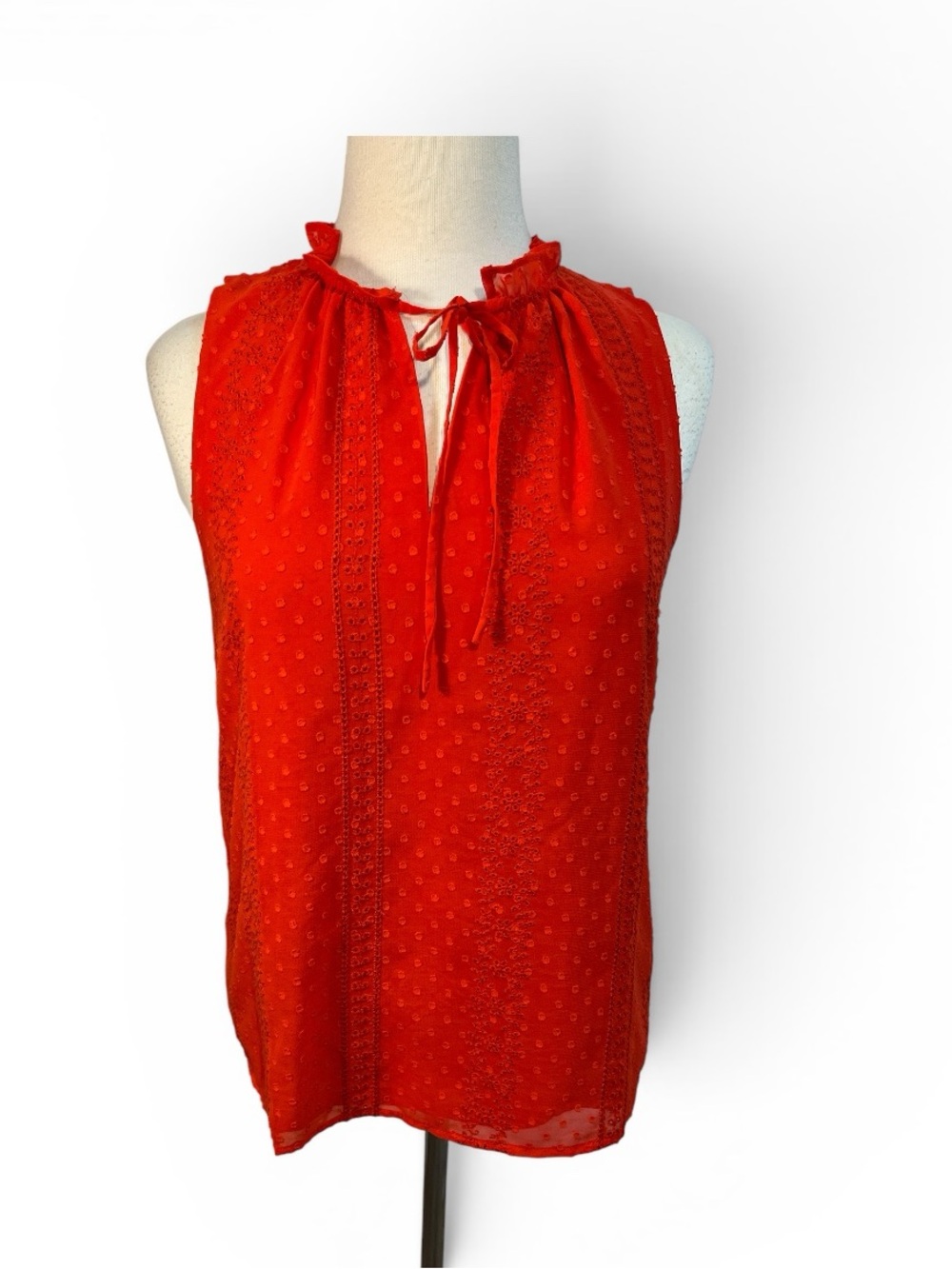 CeCe Bright Red Sleeveless Tie-Neck Camisole
